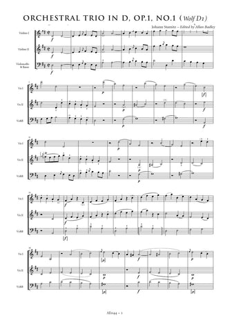 Stamitz, Johann: Orchestral Trio in D major, Op. 1, No. 4 (AE044)