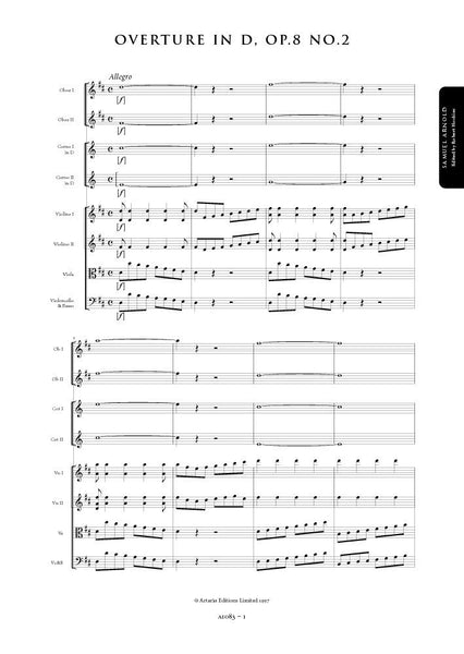 Arnold, Samuel: Overture in D major, Op. 8, No. 2 (AE083)