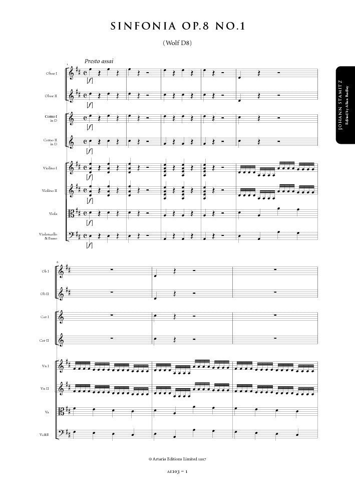 Johann Stamitz: Symphony in D major, Op. 8 – Sheet Music