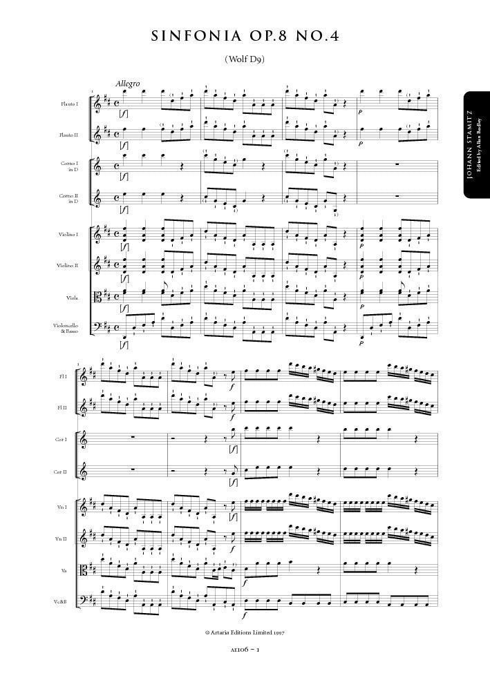ジッタリンジン　スコア　TENTASTIC! from 8-9-10 Johann Stamitz: Symphony in D major, Op. 8 – Sheet Music