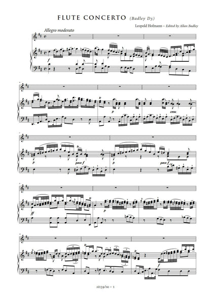 Hofmann, Leopold: Flute Concerto in D major (Badley D3) [Study Edition] (AE139/SE)