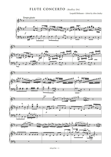 Hofmann, Leopold: Flute Concerto in D major (Badley D6) [Study Edition] (AE141/SE)
