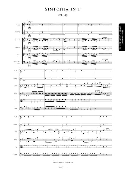 Kraus, Joseph Martin: Sinfonia in F major (VB128/ VB130) (AE147)