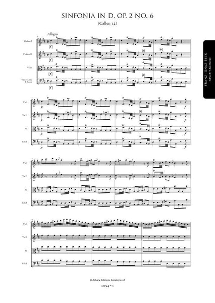 Beck, Franz: Symphony in D major, Op. 2, No. 6 (Callen 12) (AE194)