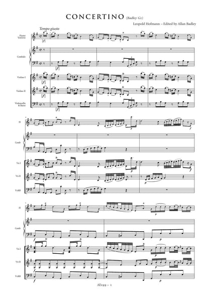 Hofmann, Leopold: Flute and Harpsichord Concertino in G major (Badley G1) (AE199)