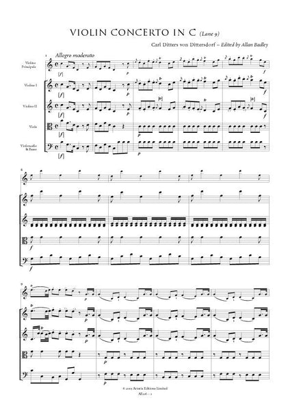 Dittersdorf, Carl Ditters von: Violin Concerto in C (Lane 9) (AE216)
