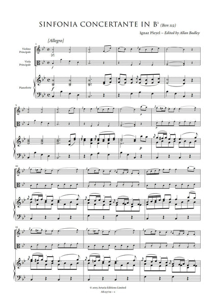 Pleyel, Ignaz: Sinfonia Concertante in B flat major (Benton 112) [Study Edition] (AE257/SE)