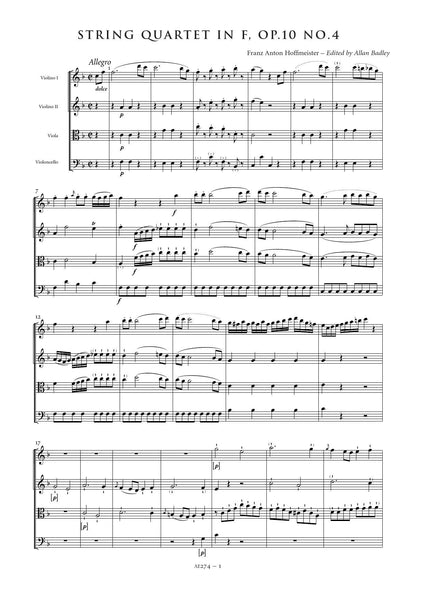 Hoffmeister, Franz Anton: String Quartet in F major, Op. 10, No. 4 (AE274)