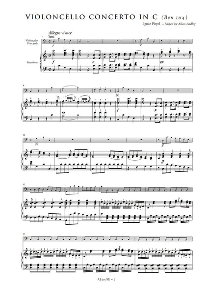 Pleyel, Ignaz: Cello Concerto in C major (Benton 104) [Study Edition] (AE301/SE)