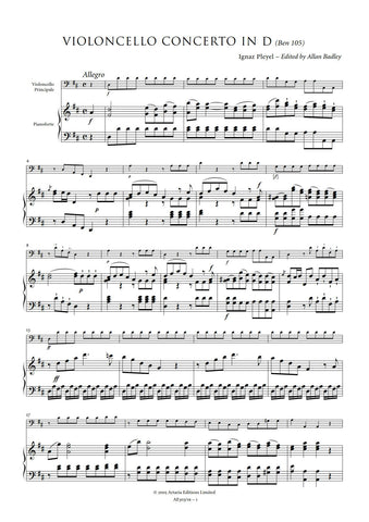 Pleyel, Ignaz: Cello Concerto in D major (Benton 105) [Study Edition] (AE303/SE)