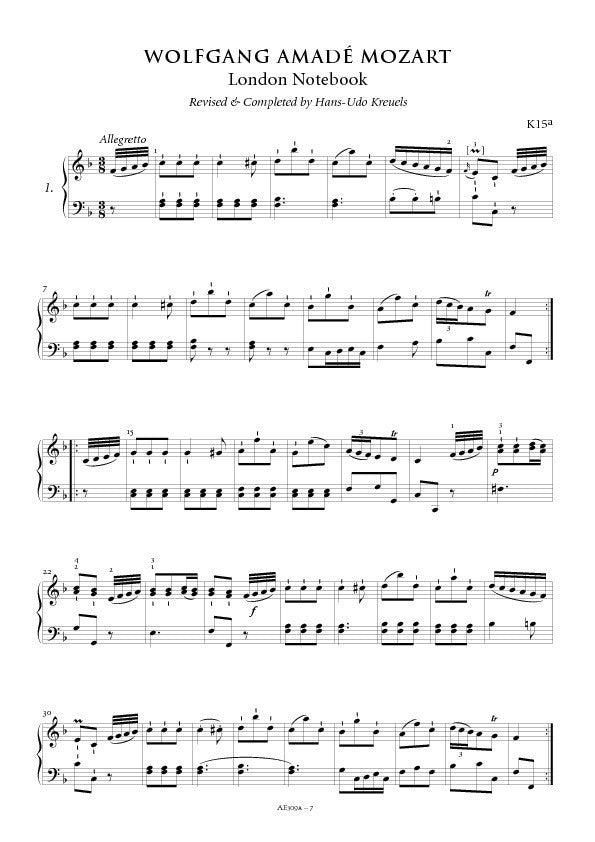 Wolfgang Amadé Mozart: London Sketchbook – Sheet Music