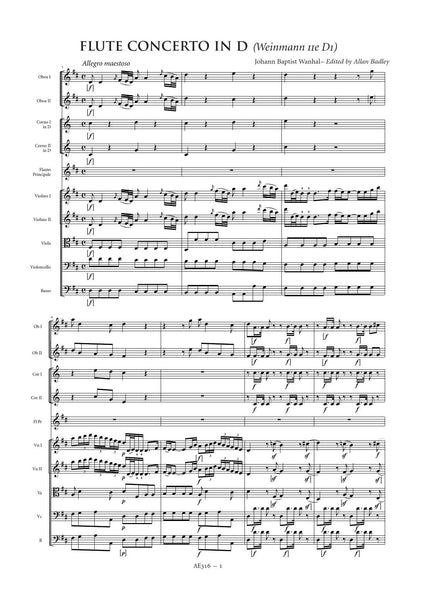 Wanhal, Johann Baptist: Flute Concerto in D major (Weinmann IIe:D1) (AE316)