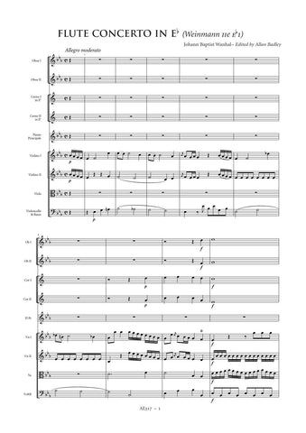 Wanhal, Johann Baptist: Flute Concerto in E flat major (Weinmann IIe:Eb1) (AE317)