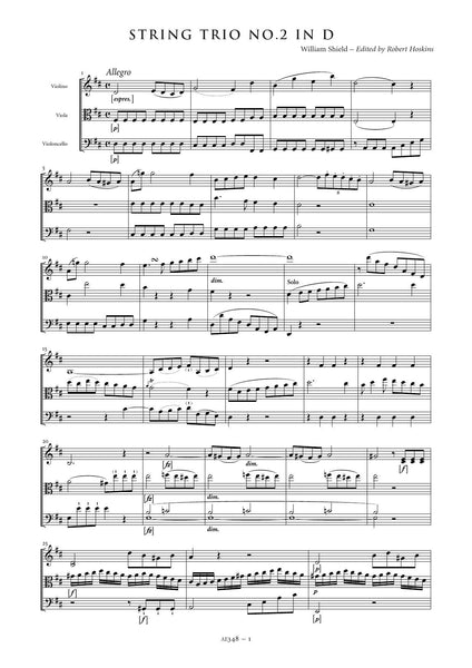 Shield, William: String Trio No. 2 in D major (AE348)