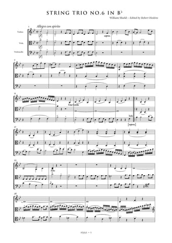 Shield, William: String Trio No. 6 in B flat major (AE352)
