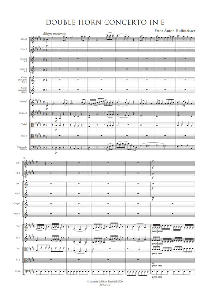 Hoffmeister, Franz Anton: Double Horn Concerto No. 1 in E major (AE372)