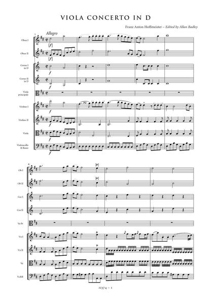 Hoffmeister, Franz Anton: Viola Concerto in D major (AE374)