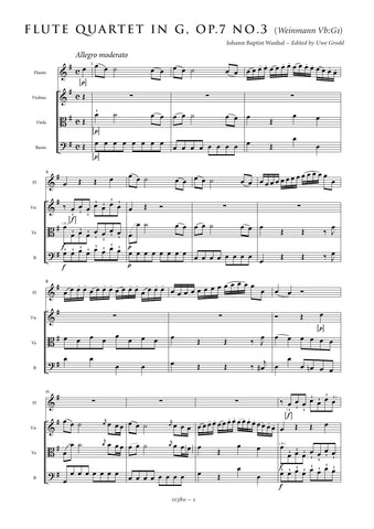 Wanhal, Johann Baptist: Flute Quartet in G major, (Weinmann Vb: G1) ( AE380)
