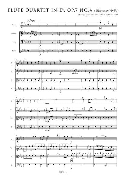 Wanhal, Johann Baptist: Flute Quartet in E flat major, (Weinmann Vb: Eb1) (AE381)