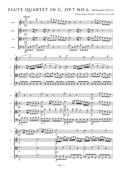 Wanhal, Johann Baptist: Flute Quartet in C major, (Weinmann Vb: C1) (AE383)