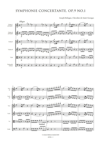 Saint-Georges, Joseph Bologne de: Symphonie Concertante in C major, Op.9 No.1 (AE384)