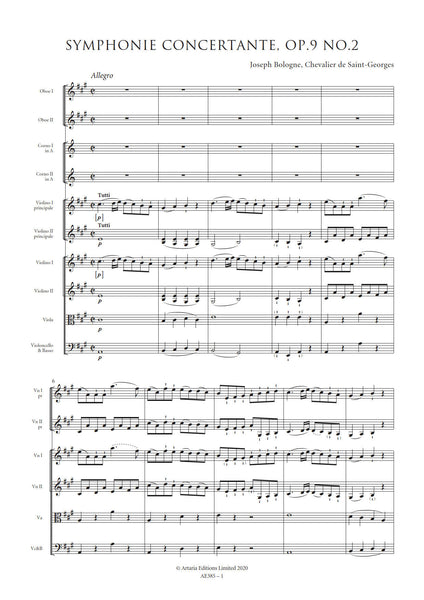 Saint-Georges, Joseph Bologne de: Symphonie Concertante in A major, Op.9 No.2 (AE385)
