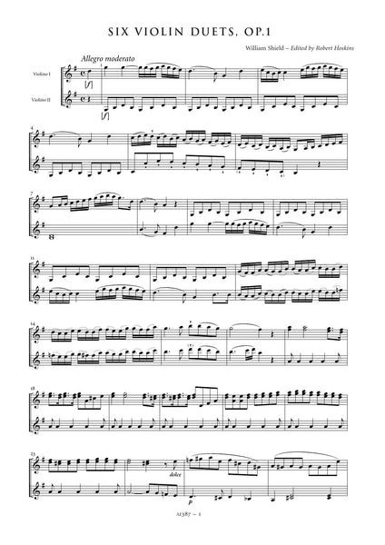 Shield, William: Six Violin Duets, Op. 1 (AE387)