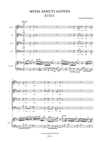 Hofmann, Leopold: Missa Sancti Aloysii (Badley D8) [Vocal Score] (AE409/VS)