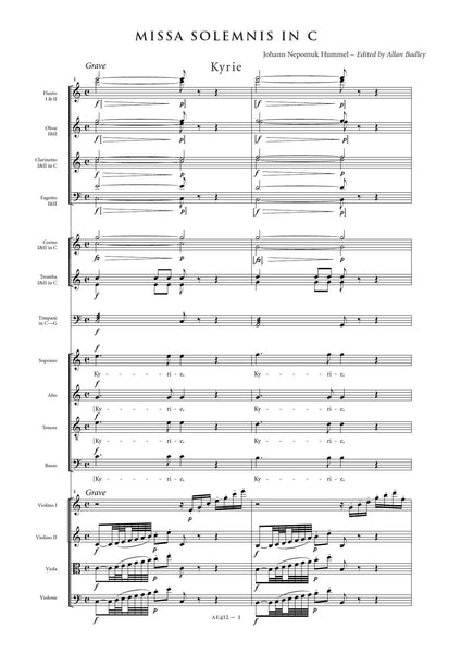 Hummel, Johann Nepomuk: Missa Solemnis in C major (AE412)
