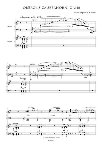 Hummel, Johann Nepomuk: Oberons Zauberhorn, Op.116 Fantasie for Pianoforte & Orchestra [Study Edition] (AE422/SE)