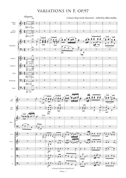 Hummel, Johann Nepomuk: Variation in F, Op.97 (AE423)