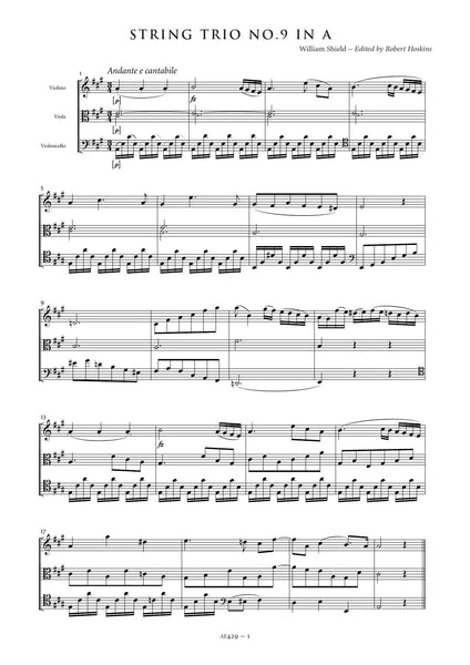 Shield, William: String Trio No. 9 in A major (AE429)