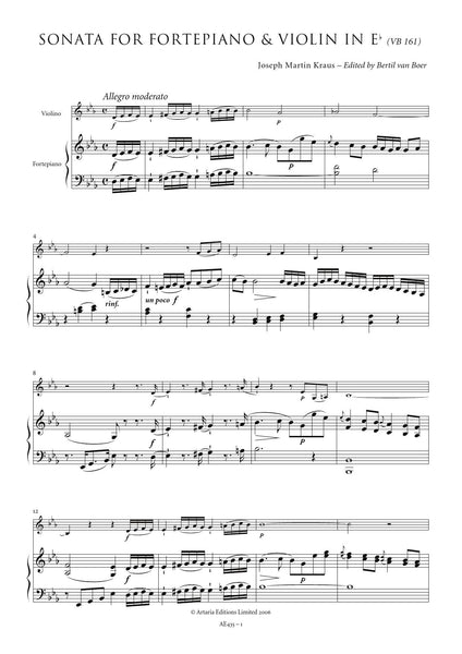Kraus, Joseph Martin: Sonata for Fortepiano & Violin in E-flat (VB 161) (AE435)
