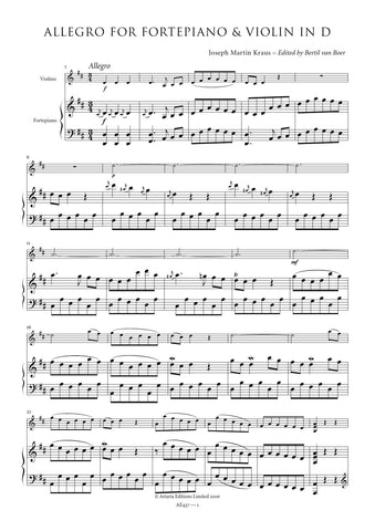 Kraus, Joseph Martin: Allegro for Fortepiano & Violin in D (VB 163) (AE437)
