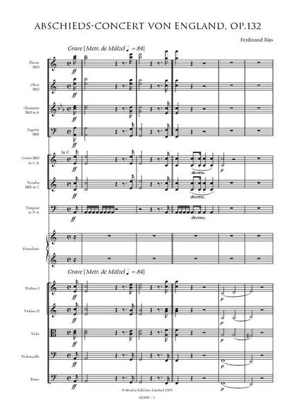 Ries, Ferdinand: Piano Concerto No.7 in A minor, Op.132; Abschieds-Concert von England (AE449)