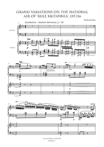 Ries, Ferdinand: Grand Variations on Rule Britannia, Op. 116 [Study Edition] (AE455/SE)