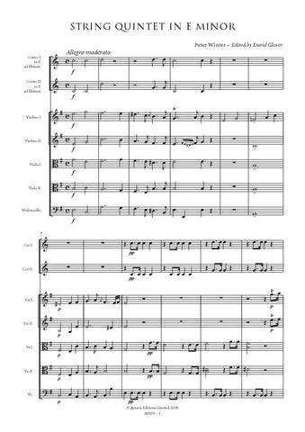 Winter, Peter: String Quintet in E minor, with 2 horns ad libitum (AE476)