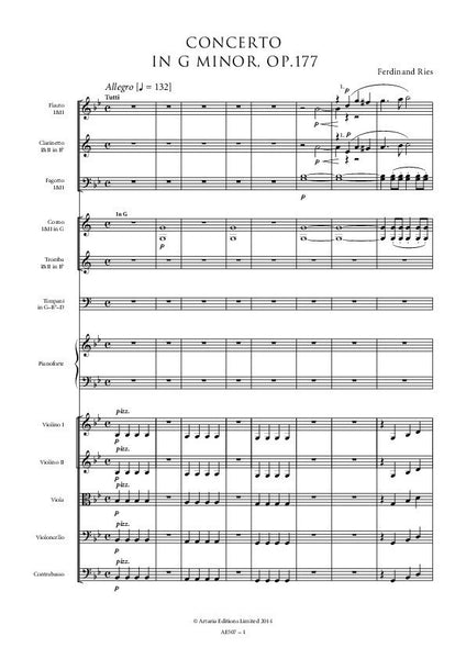 Ries, Ferdinand: Piano Concerto No. 9 in G minor, Op. 177 (AE507)