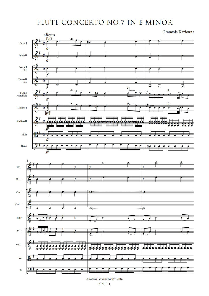 François Devienne Flute Concerto No. 7 in E minor Sheet Music