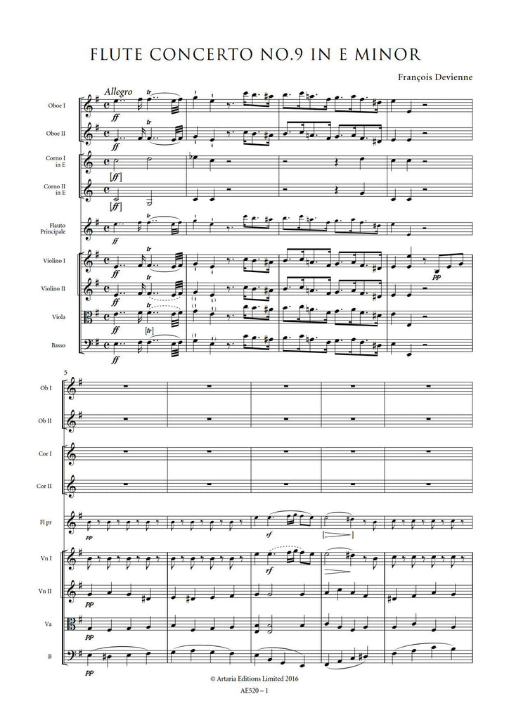 François Devienne Flute Concerto No. 9 in E minor Sheet Music