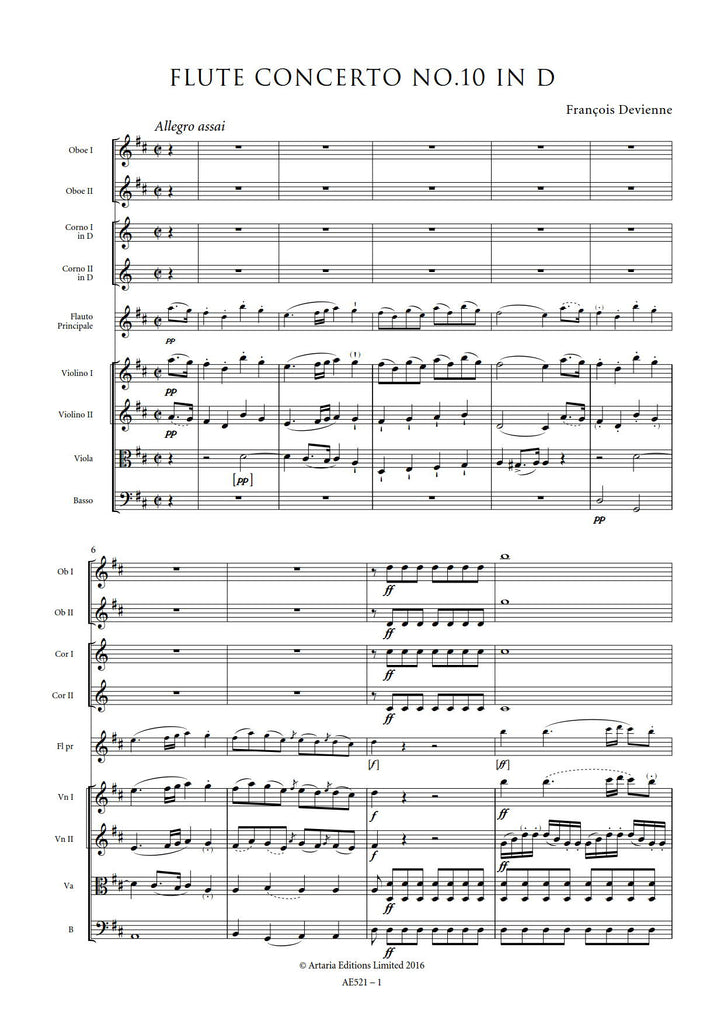 François Devienne Flute Concerto No. 10 in D Sheet Music