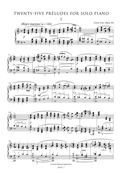Cui, Cesar: 25 Preludes, Volume 1 (AE542)