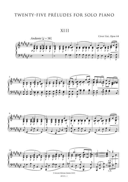 Cui, Cesar: 25 Preludes, Volume 2 (AE543)