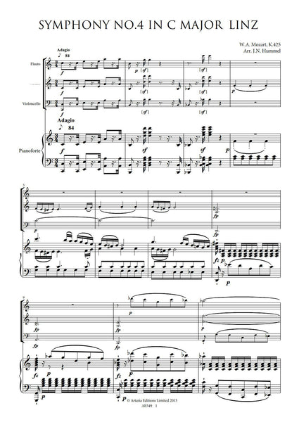 Hummel, Nepomuk Hummel: Mozart's Six Grand Symphonies No.4 in C Major, K.425, 'Linz' (AE549)