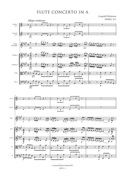 Hofmann, Leopold: Flute Concerto in A major (Badley A1) (AE552)
