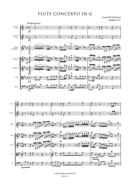 Hofmann, Leopold: Flute Concerto in G major (Badley G1) (AE553)