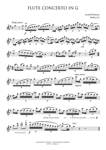 Hofmann, Leopold: Cadenzas to Flute Concerto in G major (Badley G4) (AE554a) [PDF Download Only]