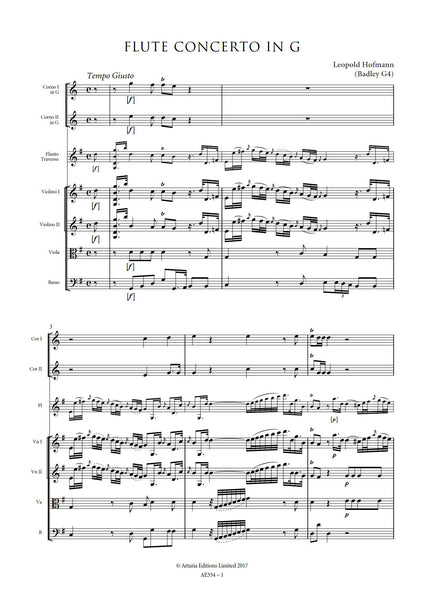 Hofmann, Leopold: Flute Concerto in G major (Badley G4) (AE554)