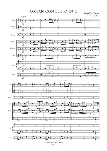 Hofmann, Leopold: Organ Concerto in C major (Badley C1) (AE560)