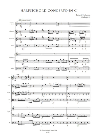 Hofmann, Leopold: Harpsichord Concerto in C major (Badley C3) (AE561)